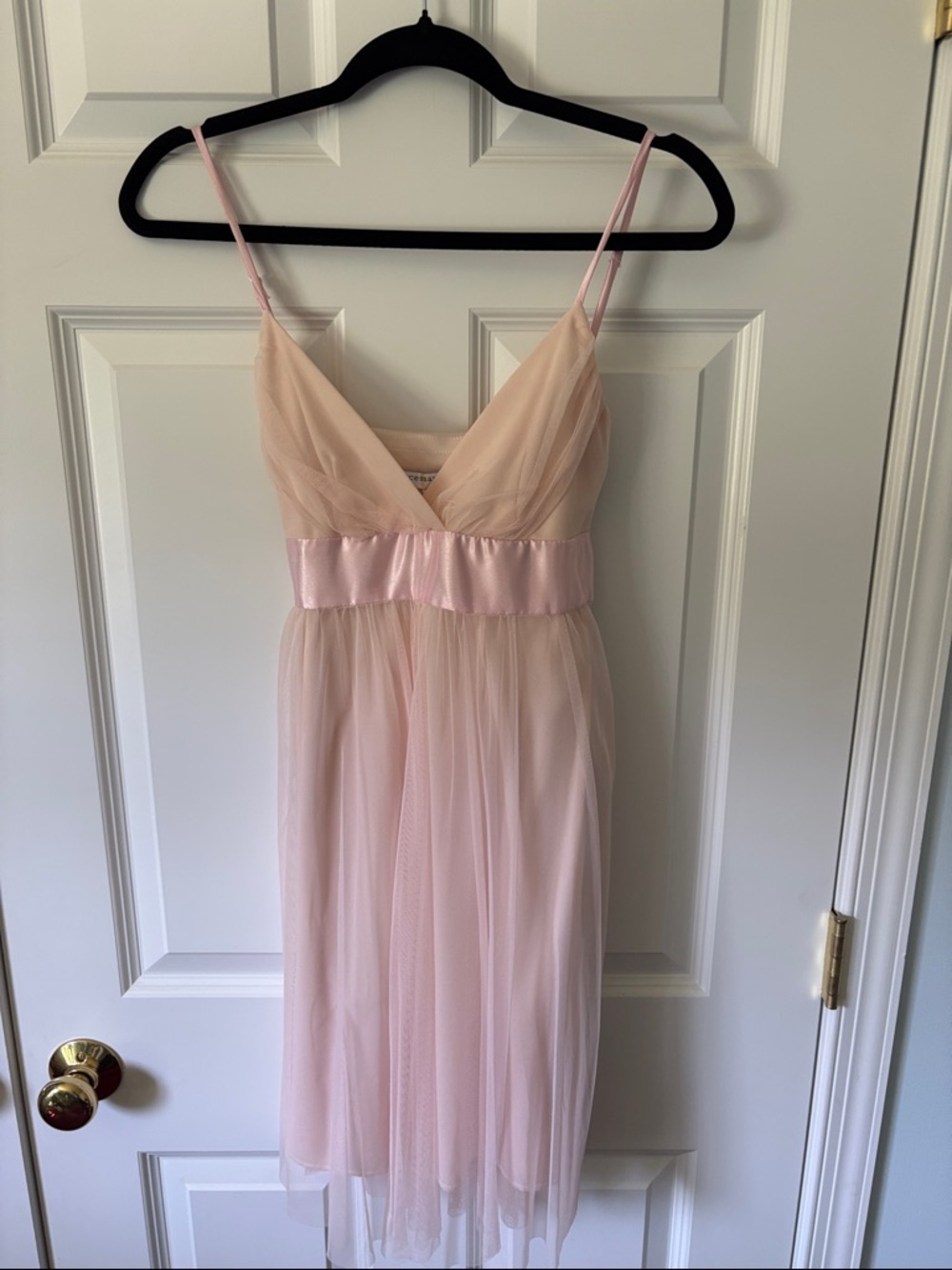 Necessary Objects Light Pink Mini Dress with Satin Waist